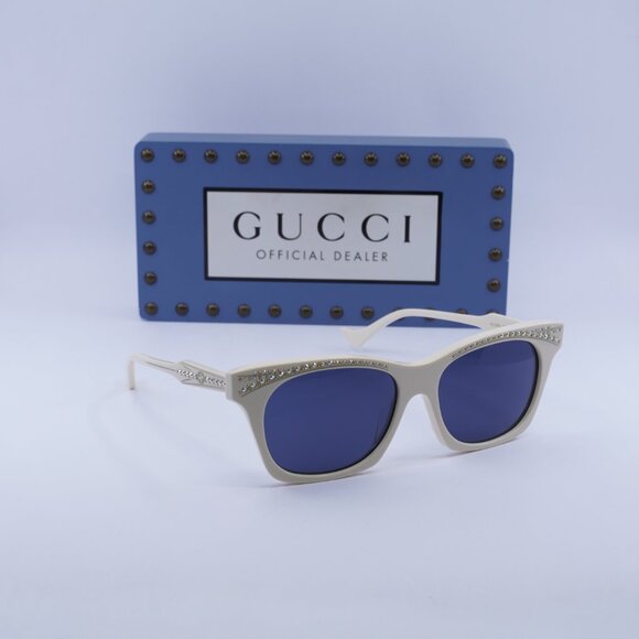 Gucci GG1299S 004 Cat Eye Sunglasses - Ivory with Stones/Blue main image 8